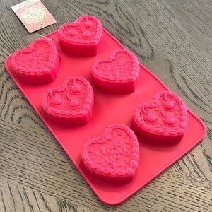 Valentine’s Day Mini Cakes Heart Shaped Silicone Baking Cake Mold Pink New
